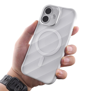 Fundas Transparentes Mate de TPU+PC Blancas con Carga Inalámbrica, Antichoque, Textura de Rayas, para iPhone 17, Protección de Lente - Product Image 3