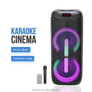 GY-5047 GY-5048 GY-5049 çift 8 inç RGB Led işıklı hoparlör kablosuz mikrofon Karaoke 40W Bluetooth hoparlörler için parti