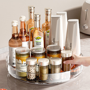 <b>Rotating</b> <b>Spice</b> <b>Rack</b> Round L Size Turntable Storage For Kitchen Condiments With Plastic Lid - Product Image 2