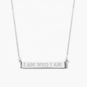 <span class=keywords><strong>Collana</strong></span> con incisione personalizzata <span class=keywords><strong>argento</strong></span> sterling placcatura in oro colore diamante <span class=keywords><strong>collana</strong></span> a barra <span class=keywords><strong>sottile</strong></span> all'ingrosso - Product Image 2