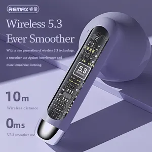 Remax Stereo Nirkabel TWS Pasang Headphone Earphone Nirkabel dengan Kotak Pengisian Daya Earbud BT V5.0