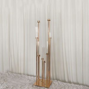 Candelabros Modernos de Metal Dorado de 8 Brazos, Portavelas Altos y Elegantes para Decoración de Fiestas en el Hogar - Product Image 5