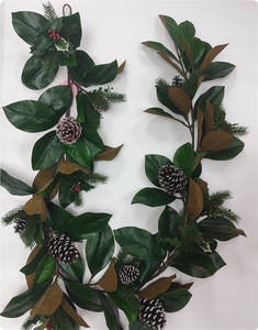 マグノリアガーランドポリエステル手作り人工室内装飾用クリスマス新年ハロウィン松の木 - Product Image 2