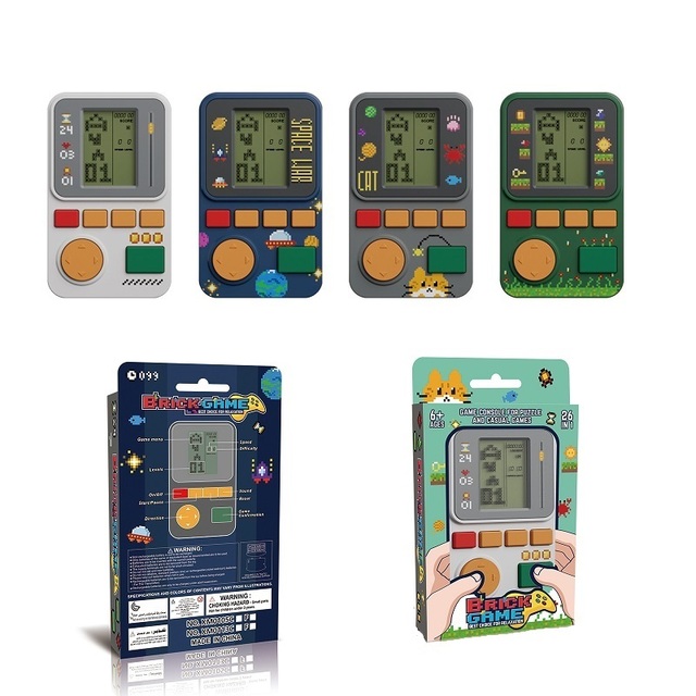 XM0105E Kids Learning Handheld Console Retro Block Game Machine with Soft Silicone Buttons Non-Toxic Material Low Consumption