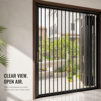 Porte pliante en acier inoxydable sur mesure avec moustiquaire en maille diamant rétractable, garantie 5 ans pour Bali, Indonésie, villa, hôtel, complexe hôtelier