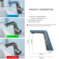 Mitigeur d'eau froide et chaude Éclairage LED Affichage numérique de la température Robinet de lavabo de salle de bain intellige