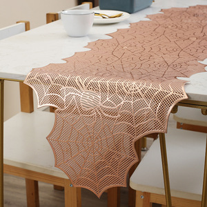 Caminos <span class=keywords><strong>de</strong></span> <span class=keywords><strong>Mesa</strong></span> Decorativos <span class=keywords><strong>de</strong></span> Lujo Ligero con Diseño <span class=keywords><strong>de</strong></span> Telaraña, <span class=keywords><strong>Estampado</strong></span> Dorado, Largos, <span class=keywords><strong>de</strong></span> Color Sólido, Calados, <span class=keywords><strong>de</strong></span> PVC, Aislantes del Calor, Estilo Nórdico - Product Image 2