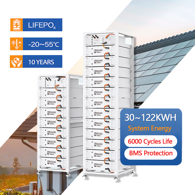 Rack Mounted Lifepo4 Battery Cabinet Industrial Commercial Use 50kwh 51.2v 102.4v 30kwh High Voltage Solar Energy Battery Pack