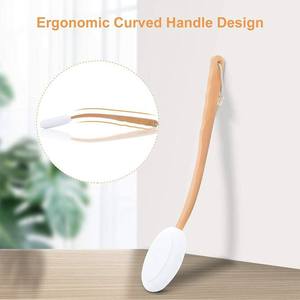 Brosse de bain pour <span class=keywords><strong>le</strong></span> corps autobronzant éponge longue poignée naturelle en bois EVA applicateur de lotion pour les pieds arrière - Product Image 4