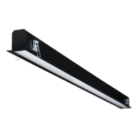 Luminaire linéaire LED encastré, profil en aluminium noir, lampe linéaire intégrée pour l'éclairage de plafond commercial et de bureau