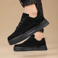 Baskets en daim pour hommes à semelle épaisse, à lacets, chaussures décontractées, plateforme, mode minimaliste