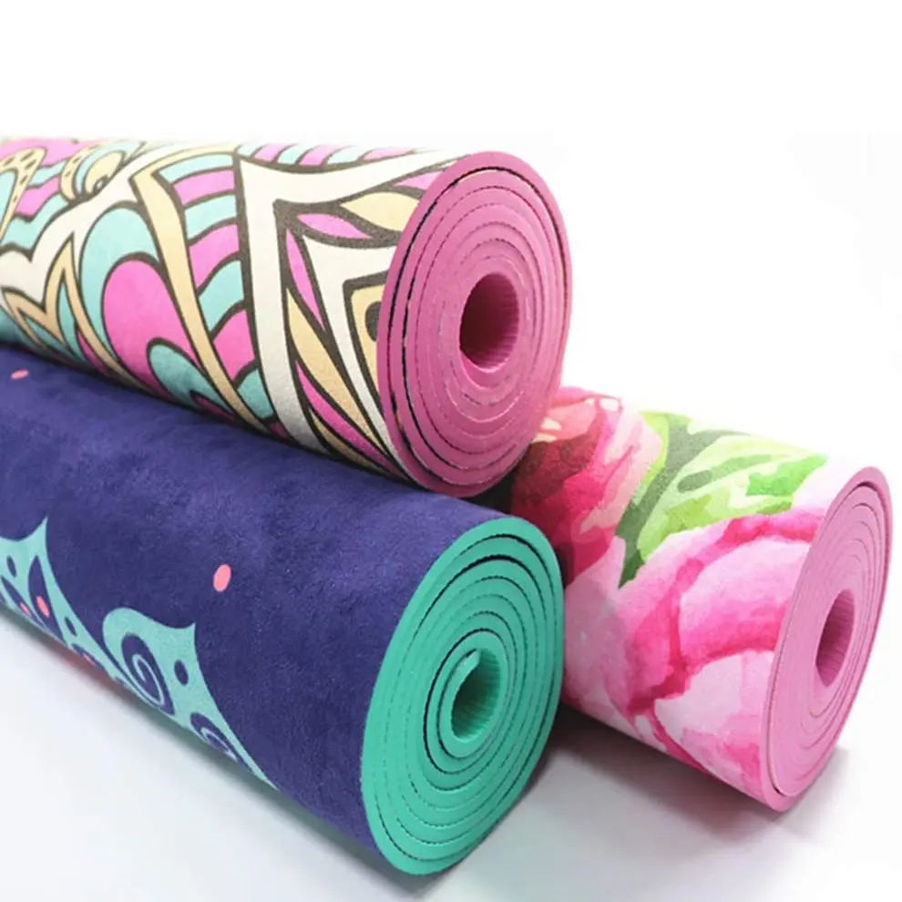 Профессиональный замшевый тканевый Коврик для йоги, Экологичный коврик для упражнений и тренировок с ремешком для переноски, основа из ТПЭ, коврик для йоги и волос