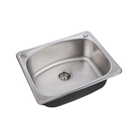 Wastafel Dapur Stainless Steel Brushed Single Bowl Persegi Panjang Dua Lubang 0.6mm 0.8mm