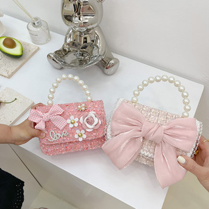 2025 nuova borsa Vintage per bambini per bambine carina principessa piccola borsa a tracolla con fiocco - Product Image 1