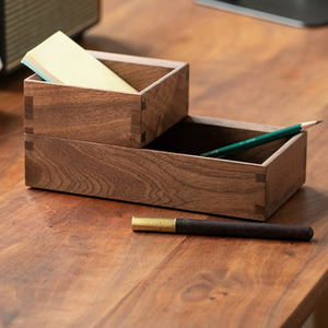 Kotak penyimpanan kayu alami yang dapat ditumpuk, kotak penyimpanan Desktop <span class=keywords><strong>Organizer</strong></span> untuk alat tulis, perhiasan kunci, kotak perhiasan kayu alami - Product Image 2