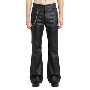 XUCHANG OEM Logo personnalisé Fabricant de haute qualité 100% Coton Streetwear Designer <span class=keywords><strong>Jean</strong></span> en denim évasé délavé et ciré avec chaîne pour <span class=keywords><strong>homme</strong></span> - Product Image 1