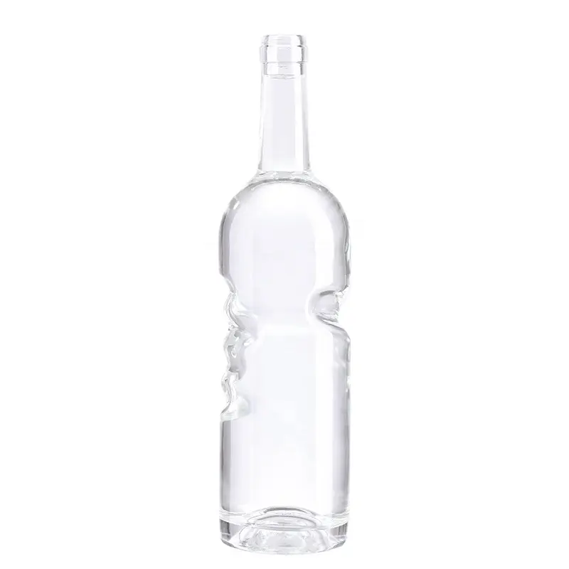 Garrafas de vidro de 750ml, garrafa de vidro com estampagem quente para bebidas, vodka, garrafa de vidro