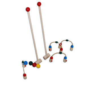 Ensemble de jeu de cour de jardin extérieur familial Croquet de clown en bois pour enfants avec boule de porte pour les sports et le divertissement - Product Image 1