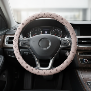 Funda para Volante Monograma Beige de Alta Calidad, Decoración Interior de Coche de Cuero Premium, Resistente al Desgaste, Agarre Cómodo y Suave - Product Image 1