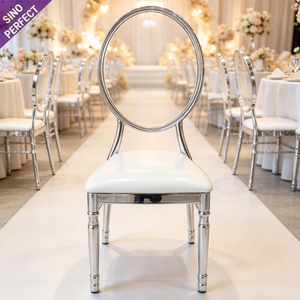 Luxury Hotel Shiny Golden Metal Iron Chromed Event <b>Chair</b> Round Circle Back Ceremony <b>Chair</b> for Wedding Reception Banquet - Product Image 1
