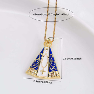 Collier religieux NM1392 plaqué or 18 carats avec CZ, Vierge Marie, Vierge del Valle de la Caridad del Cobre, Notre-Dame de la Charité - Product Image 5