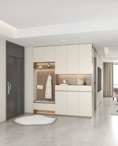Zapatero de madera moderno <span class=keywords><strong>con</strong></span> partición de curva elegante <span class=keywords><strong>Puerta</strong></span> de entrada elegante <span class=keywords><strong>para</strong></span> sala de estar - Product Image 1