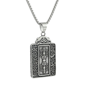 <b>Titanium</b> Steel Painted Zakiram Thangka Pendant With <b>Chain</b> Face Design Idol Style Fashion Necklace For Men Women 216037 - Product Image 3