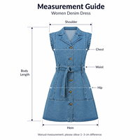Robe mini en jean droite sans manches coupe ajustée à col classique et boutonnée sur le devant pour femme, décontractée d'été, délavage clair