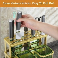 Support de couteaux de cuisine en plastique, porte-baguettes multifonctionnel, organisateur de rangement moderne pour comptoir et mural pour la cuisine