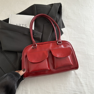 Spedizione gratuita borsa Tote retrò da donna nuova chiusura con cerniera di grande capacità alla moda fodera in poliestere impermeabile Versatile <span class=keywords><strong>rosso</strong></span> - Product Image 6