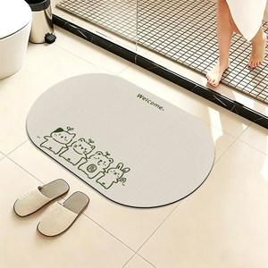 Cangming Bathroom Mat Diatomaceous Earth 60x90cm Cartoon Design Non Slip Absorbent Quick Dry For Home Entrance Use - Product Image 1