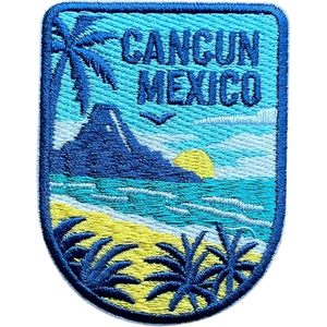 Patch brodé Cancun Mexique 3 pouces thermocollant ou à coudre, applique de voyage en tissu feutre non tissé, cadeau - Product Image 1