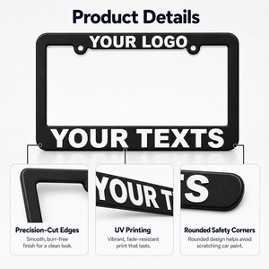 Cadre de <span class=keywords><strong>plaque</strong></span> d'<span class=keywords><strong>immatriculation</strong></span> en plastique personnalisé avec impression couleur intégrale, logo personnalisé, norme américaine, accessoire de voiture, cadeau - Product Image 4