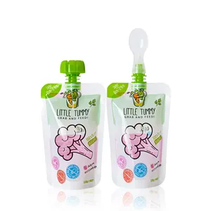 Food grade Baby Complementary Food Pouch Reusable Feeding Food Squeeze Spout pouch Bag With Spoon