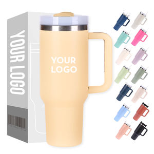 Vaso aislado de 40oz con pajita y mango Taza de viaje de acero inoxidable Frasco de vacío para portavasos de coche - Product Image 4