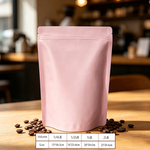 มีสินค้าในสต็อก ถุงกาแฟคุณภาพสูงสีชมพู ขนาด 1 กก. 2 ปอนด์  แบบตั้งได้  พร้อมซิปล็อค  กันน้ำ  สำหรับบรรจุชาและถั่ว - Product Image 4
