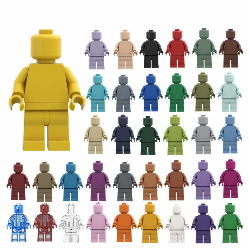 Compatible with legos small particle plain building blocks MOC set up pure body building blocks human doll 48 colors