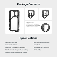 NEEWER PA182 Cage de téléphone en alliage d'aluminium pour Samsung Galaxy S26 Ultra avec filtre 67 mm, objectif 17 mm et plaques arrière à monture T