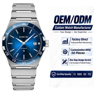 Montres mécaniques automatiques de luxe pour hommes classiques haut de gamme avec logo personnalisé 41MM, cadran bleu, cristal saphir, date automatique - Product Image 1