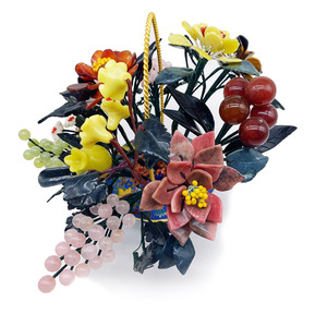 ระดับไฮเอนด์ Cloisonne หม้อ<span class=keywords><strong>หยก</strong></span>แกะสลักอัญมณีโรสควอตซ์พีชองุ่นบอนไซ<span class=keywords><strong>ต้น</strong></span>ไม้ - Product Image 2