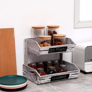 Fruit and <b>vegetable</b> storage <b>basket</b>, kitchen countertop storage <b>basket</b>, <b>vegetable</b> rack, double-layer vertical wooden <b>vegetable</b> - Product Image 3
