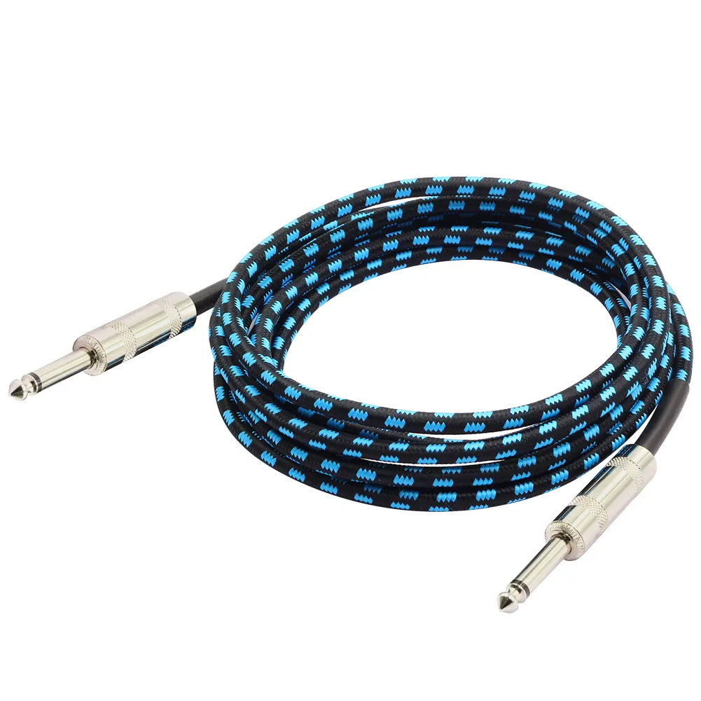 Nhà Sản Xuất Tùy Chỉnh Chiều Dài Nylon Bện OFC Đồng 1/4 ''Nhạc Cụ Guitar Âm Nhạc Cáp Cho Guitar Điện