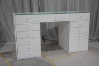 Coiffeuse Impressions Vanity Slay Station Luxe avec Plateau en Verre Transparent, Commode Moderne sans Miroir