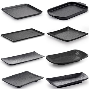 A5 Melamine Rectangular <b>Plate</b> <b>Black</b> Imitation Porcelain Snack <b>Plate</b> For Hotel Party Commercial Use - Product Image 1