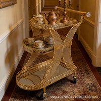 Chariot de service d'hôtel de luxe à trois niveaux pour thé, vin, nourriture et boissons, adapté aux bars, restaurants, mariages, pliable et portable