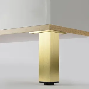 Toptan donanım anodize alüminyum tüp mobilya raf kanepe bacak masa pirinç 120Mm altın ayarlanabilir Metal mobilya ayakları