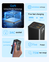 KAngtravel Dual USB Ports, Soket Universal dengan Stasiun Pengisian Daya Desktop 75W Fast Charging. Colokan Standar EU