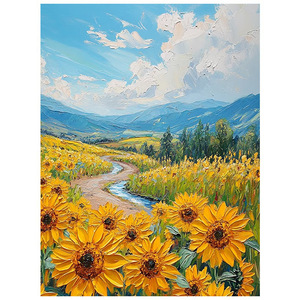 Hand Painted Sunflower Field Oil Painting Landscape Art For Living Room Wall Decor Impressionism Style 100% Handmade No <b>Frame</b> - Product Image 5
