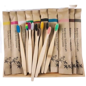 Spazzolino da Denti in Bambù Arcobaleno con Logo Personalizzato Biodegradabile ed Ecologico di Tendenza con Manico in Bambù e Setole Morbide/Medie per Igiene Orale Adulti - Product Image 1