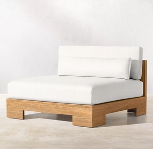 Divano Sezionale da Esterno di Lusso in <span class=keywords><strong>Vimini</strong></span> Naturale con Struttura in Legno di Teak Massiccio - Product Image 3